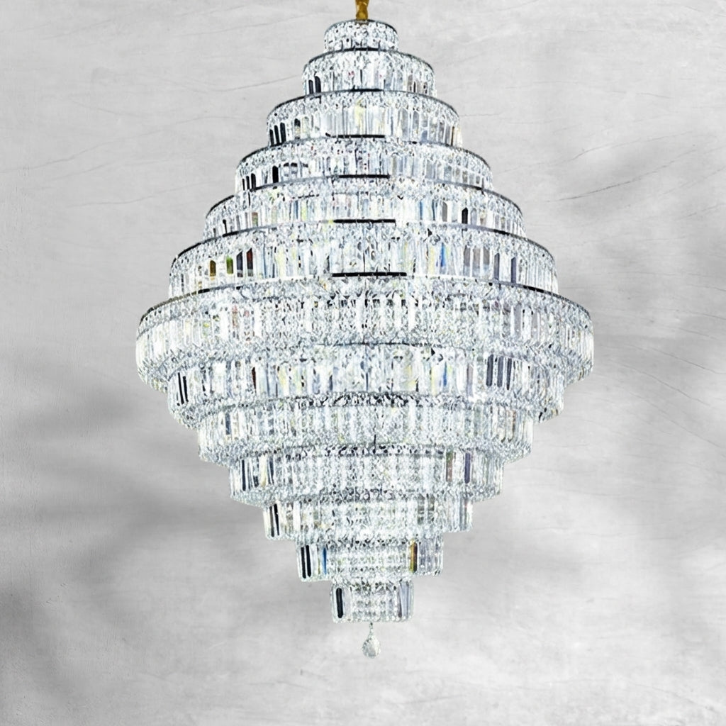 Luster Gaze Grand Radiance K9 Crystal Round Chandelier - Background Shot