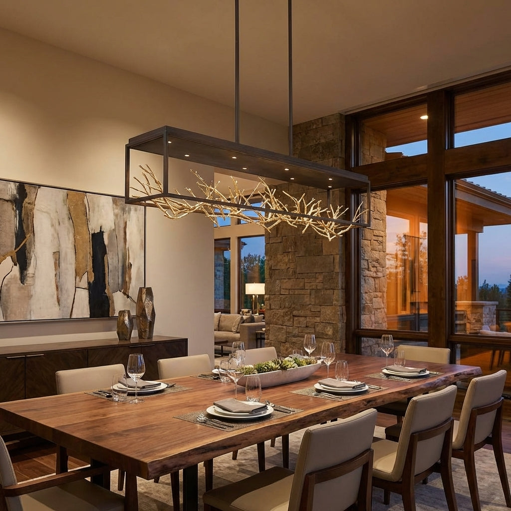 Luster Gaze Coraline Bloom 8-Light Linear Chandelier - American great room dining area