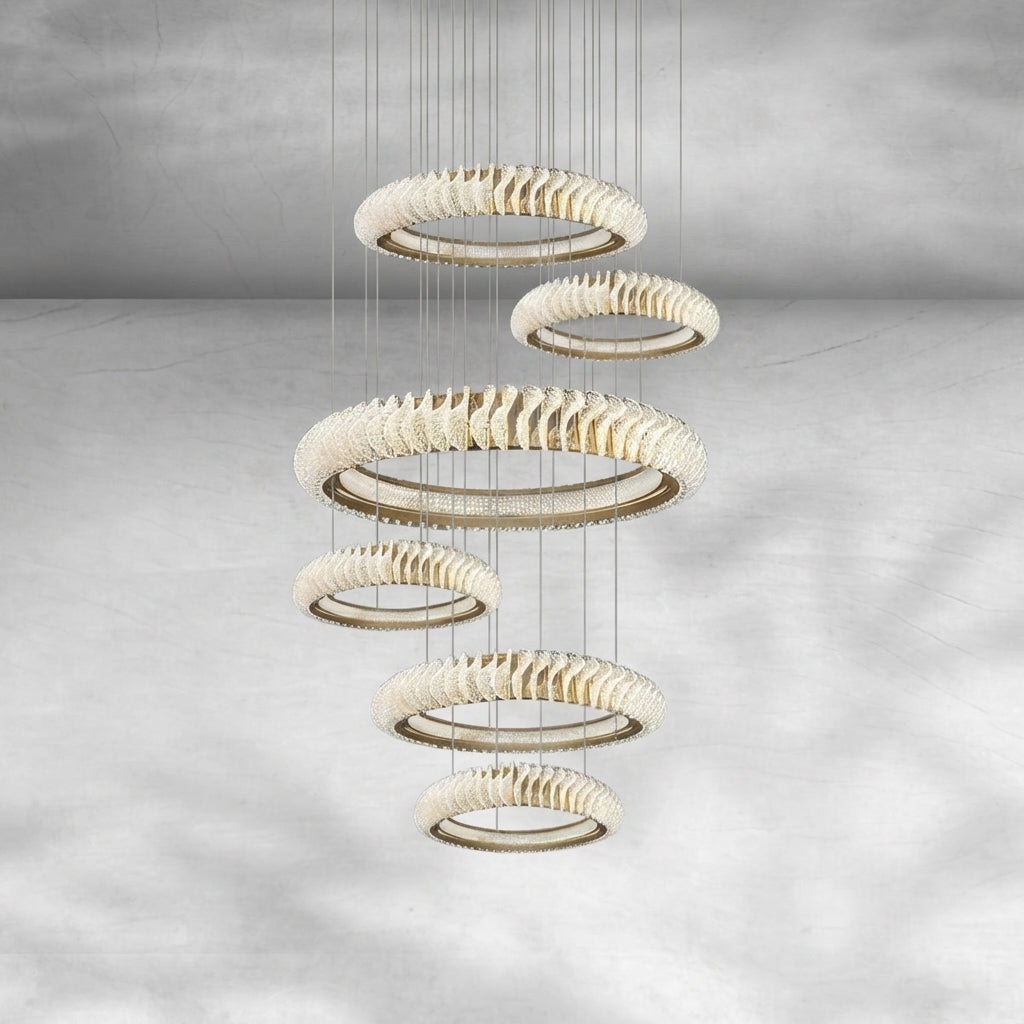 Luster Gaze Celestial Rings Multi-Layer Crystal Chandelier - Background Shot