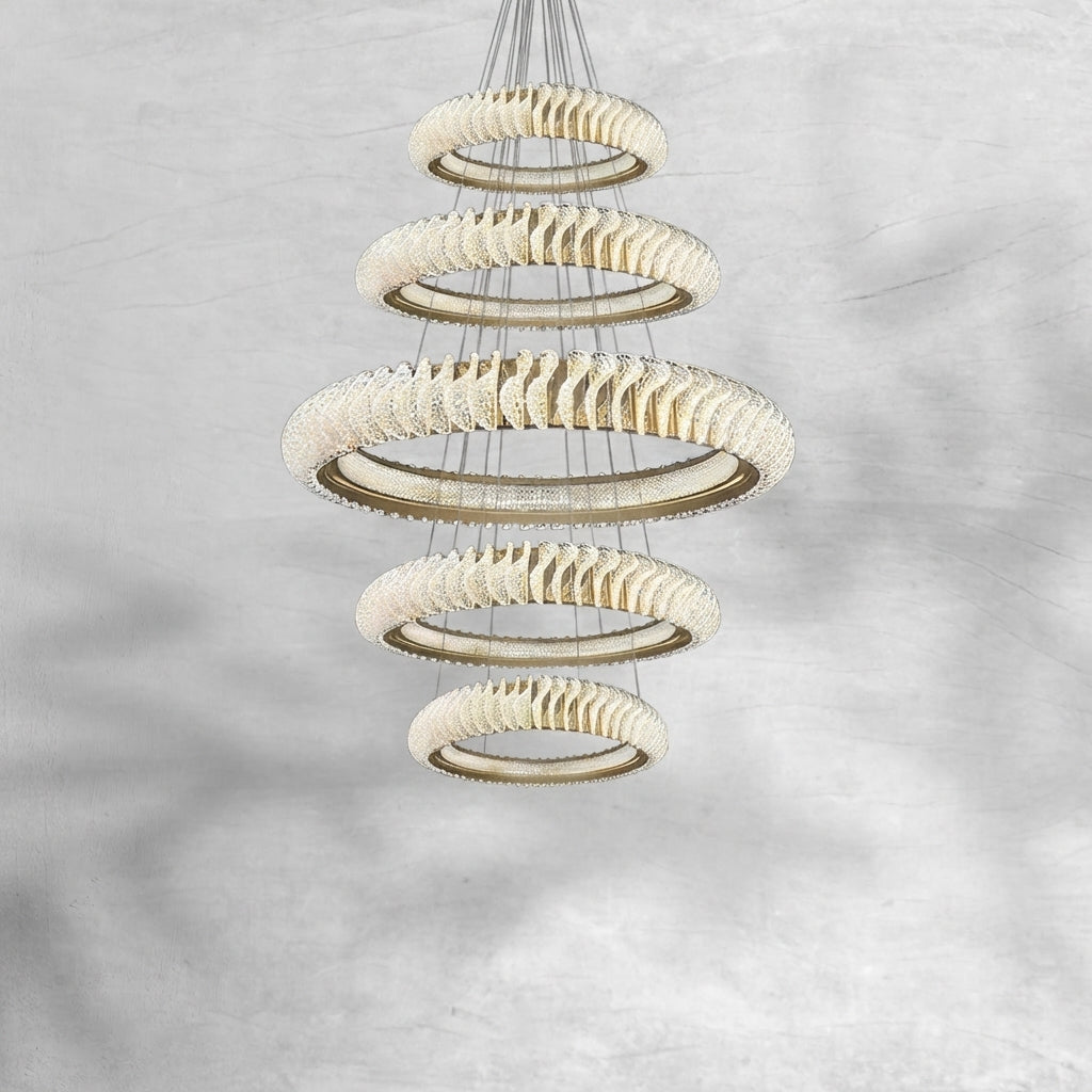 Luster Gaze Celestial Rings Multi-Layer Crystal Chandelier - Background Shot