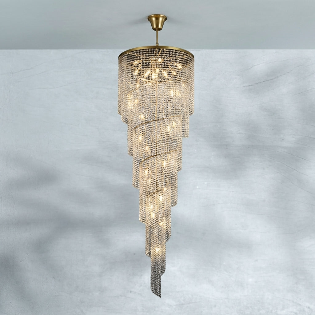 Luster Gaze Grand Spiral Tiered Crystal Chandelier - Background Shot
