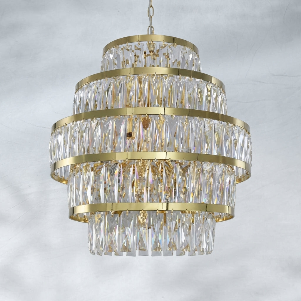 Luster Gaze Grand Honeycomb Crystal Chandelier - Background Shot