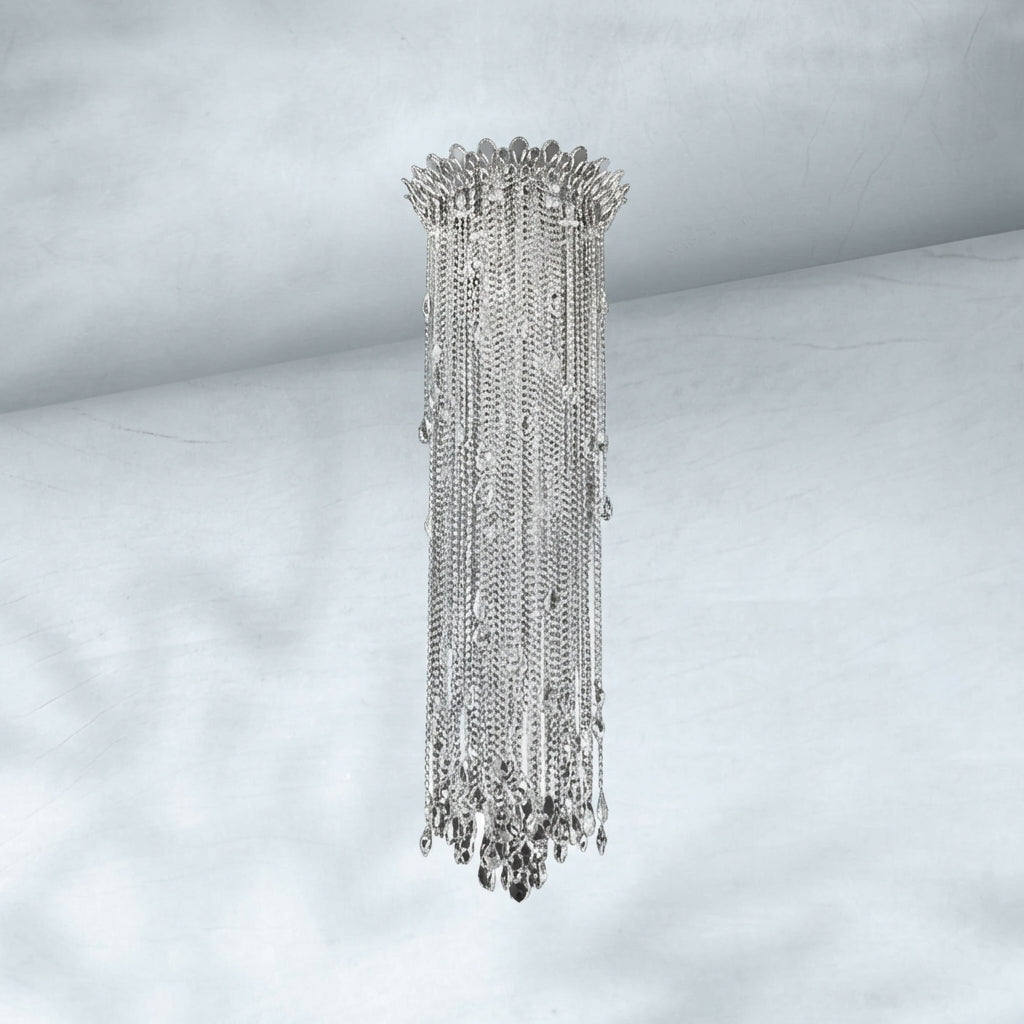 Luster Gaze Veridian Cascade Crystal Tassel Chandelier - Background Shot