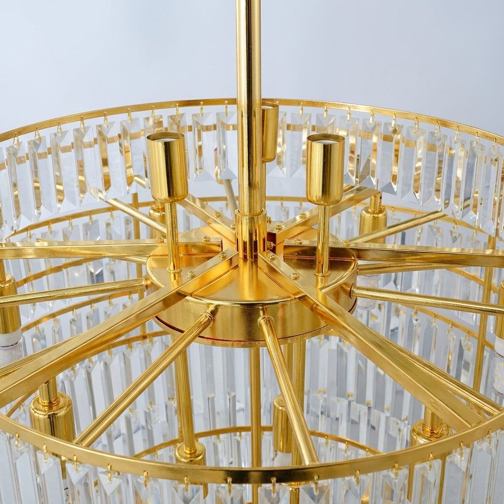 Luster Gaze Extra Large Crystal Feather Style Chandelier Long Foyer Staircase Ceiling Lighting Fixture For Living Room - Studio Shot