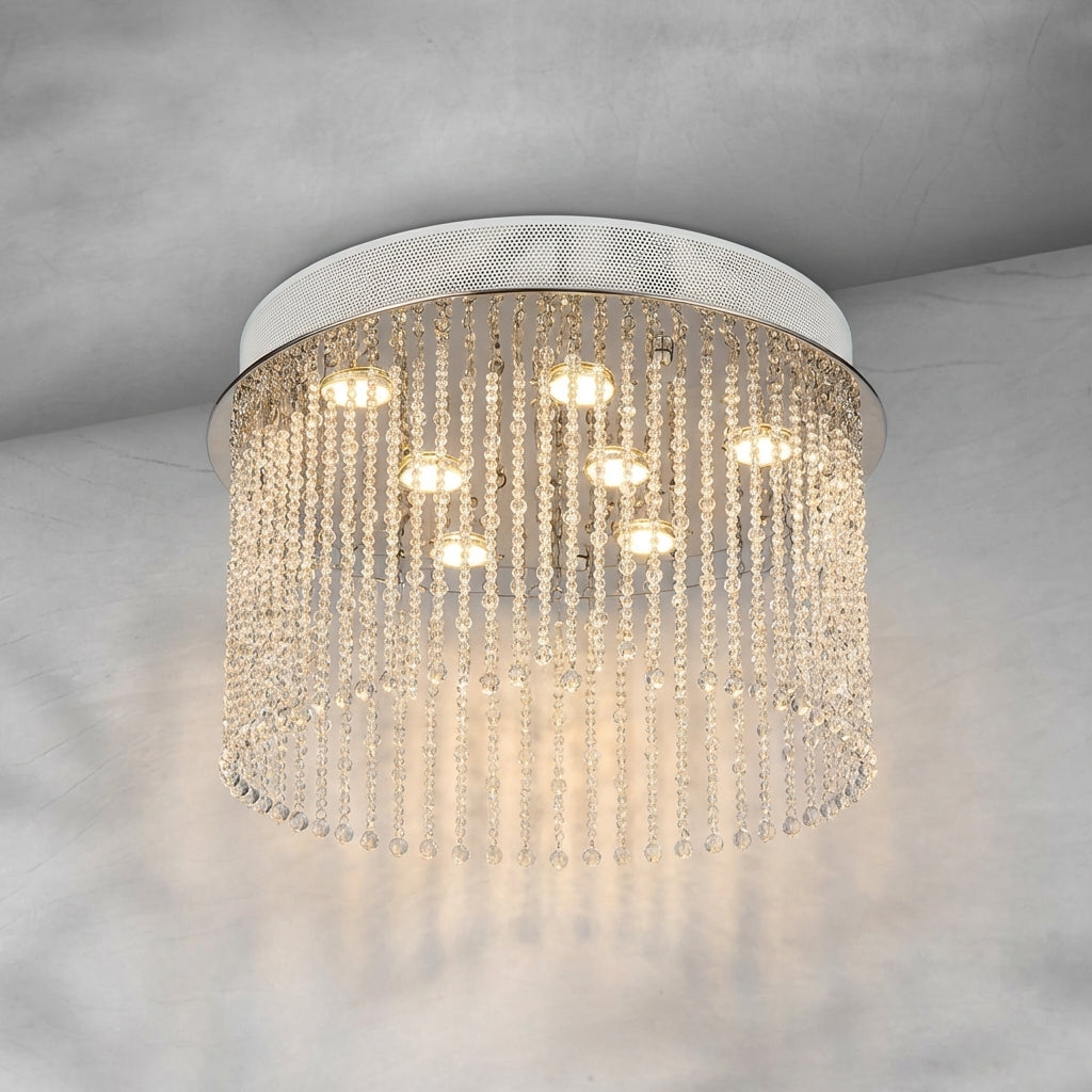Luster Gaze Grand Tiered Waterfall Round Chandelier - Background Shot