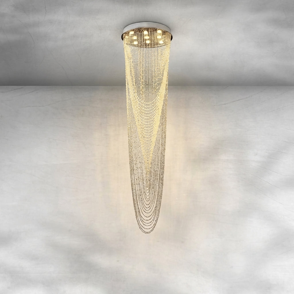 Luster Gaze Grand Tiered Waterfall Round Chandelier - Background Shot
