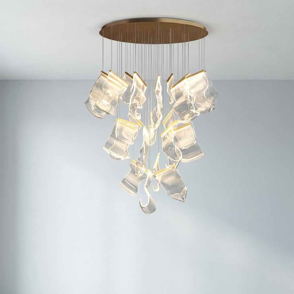 Luster Gaze Extra Large Modern Paper Chandelier For Staircase / Foyer Villa Hall Ceiling - Studio Shot
