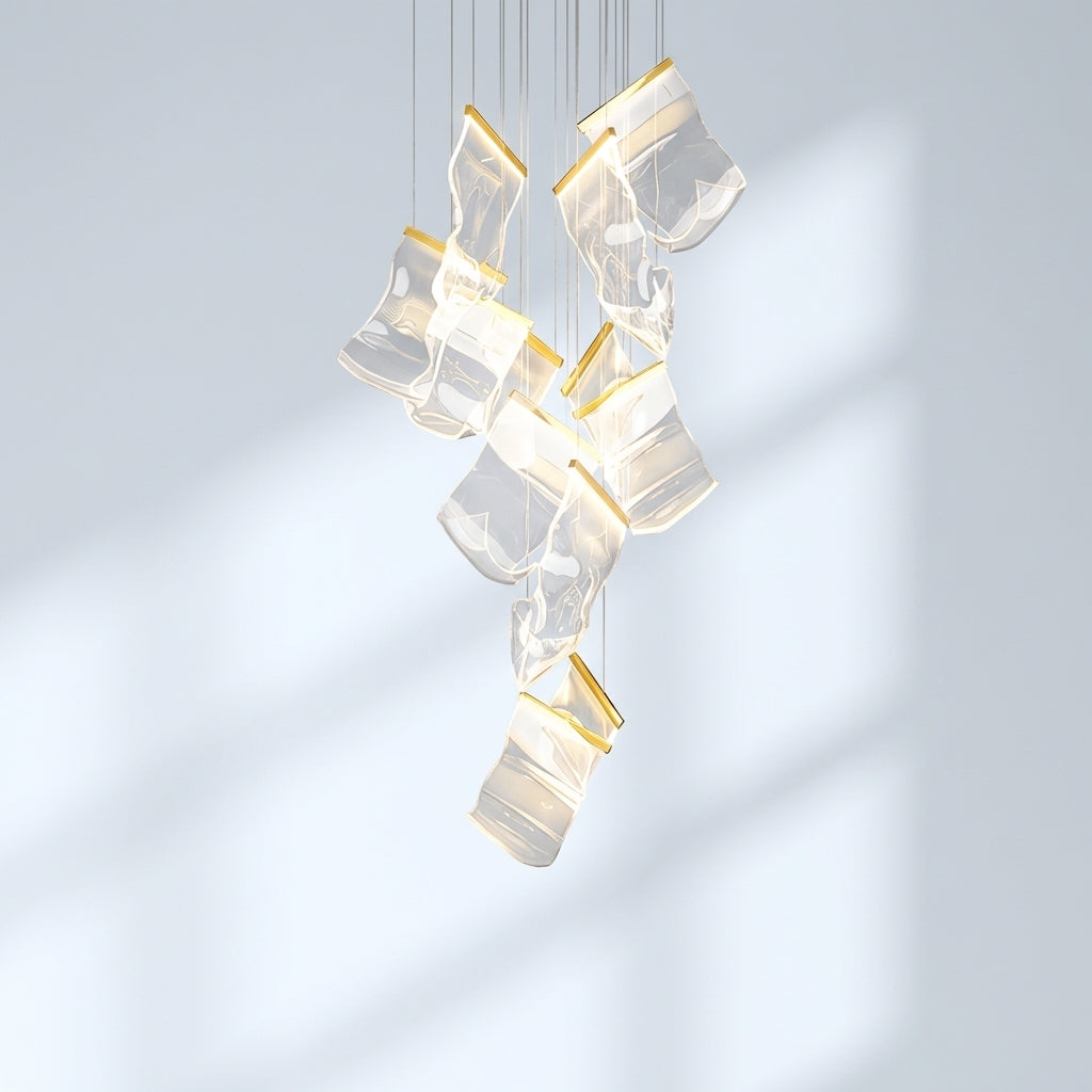 Luster Gaze Extra Large Modern Paper Chandelier For Staircase / Foyer Villa Hall Ceiling - Studio Shot