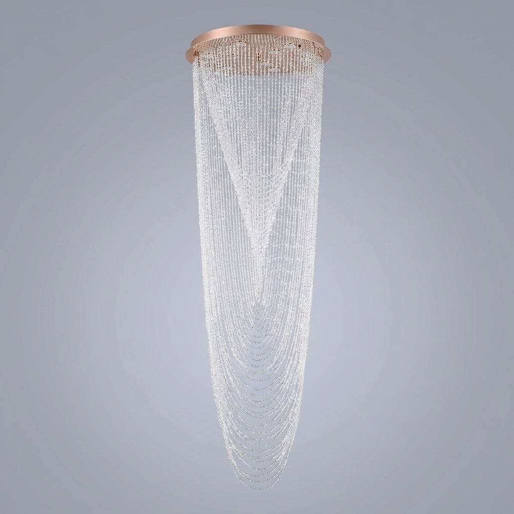 Luster Gaze Extra Large Affordable Luxury Tiered Tassel Watefall Crystal Chandelier for Spiral Staircase/Villa/Hotel Lobby/Foyer - Studio Shot