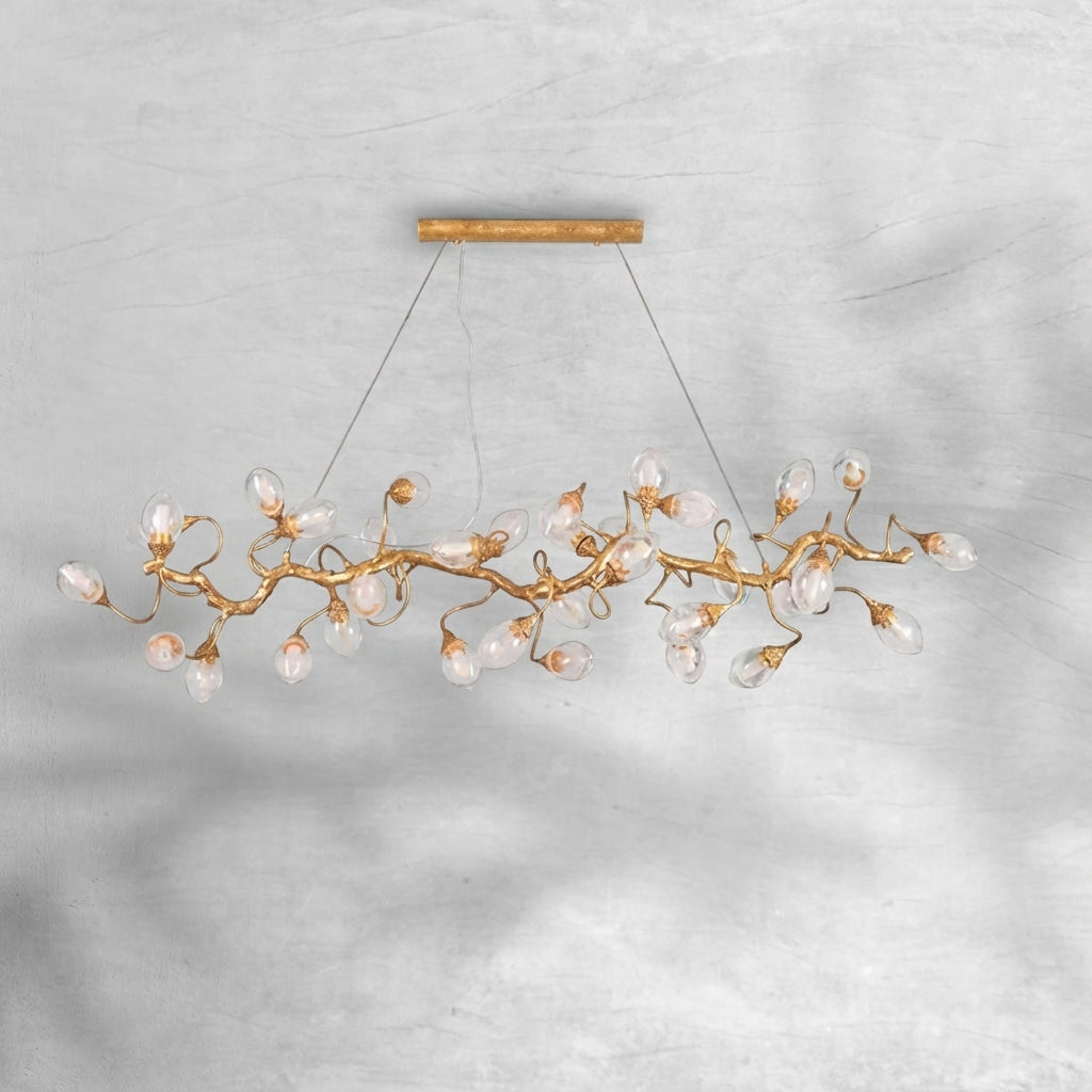 Luster Gaze Veridian Branch LED Chandelier with Clear Seedy Glass - Background Shot