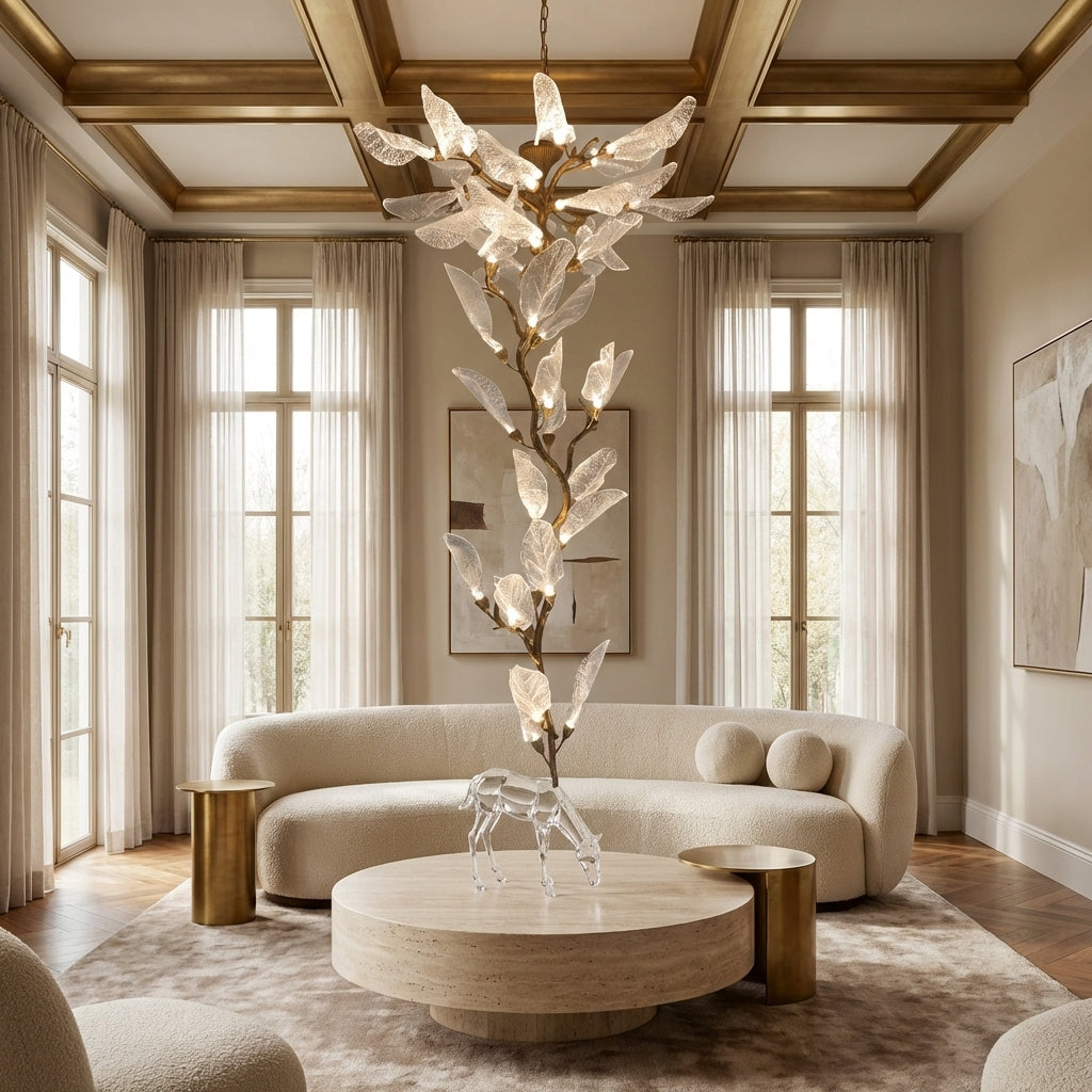 Luster Gaze Veridian Bloom Resin Chandelier - sophisticated American living room