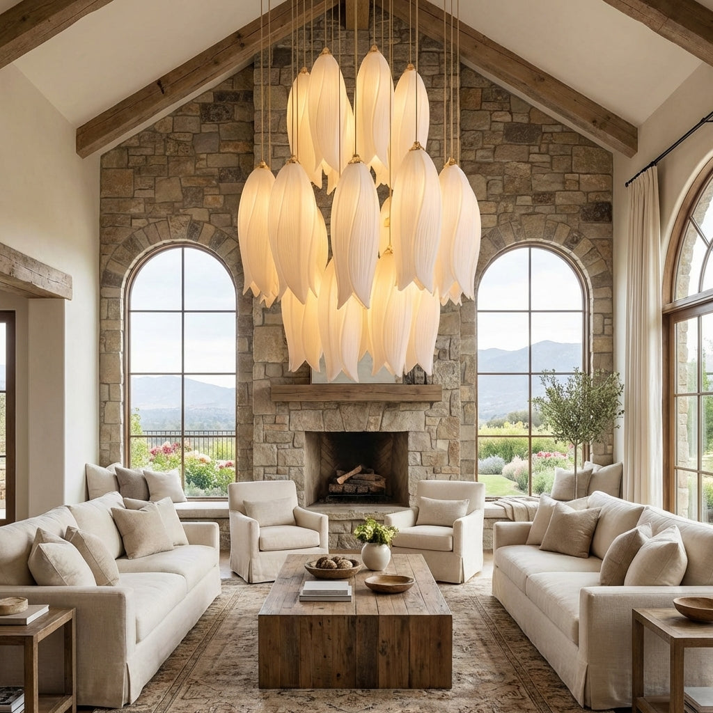 Luster Gaze Porcelain Bloom Round Chandelier - Scene