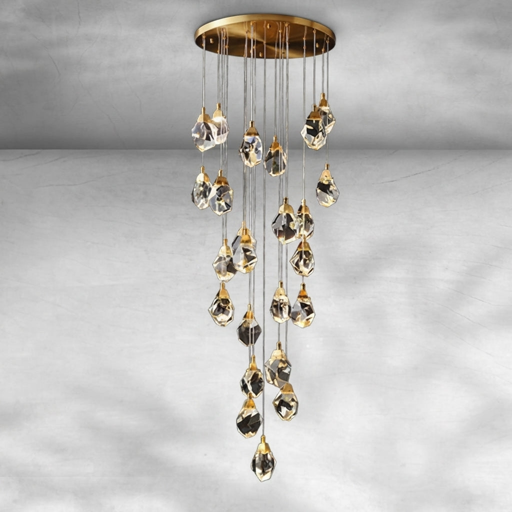 Luster Gaze Radiant Cascade Brass Chandelier - Background Shot