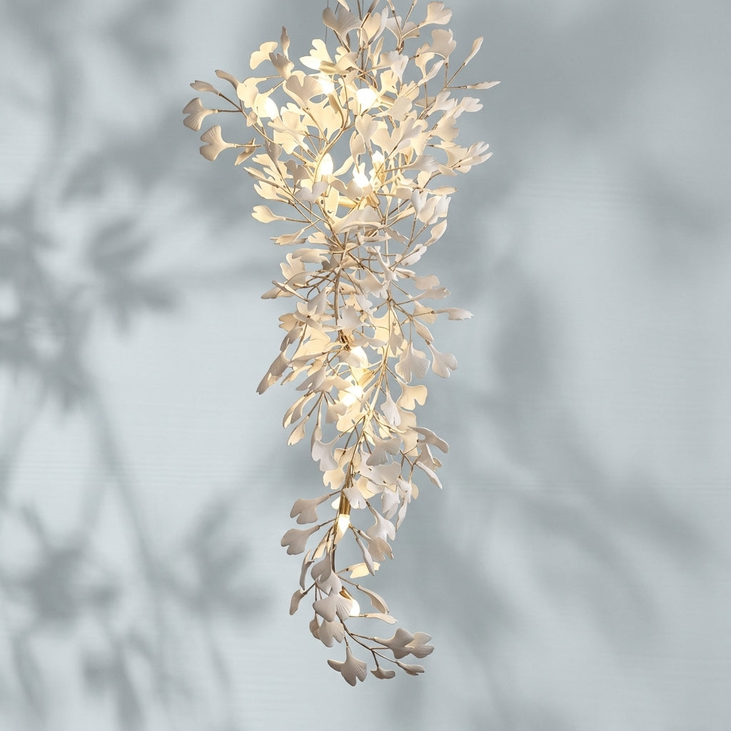 Luster Gaze Ceramic Gingko Staircase Branch Chandelier - Studio Shot