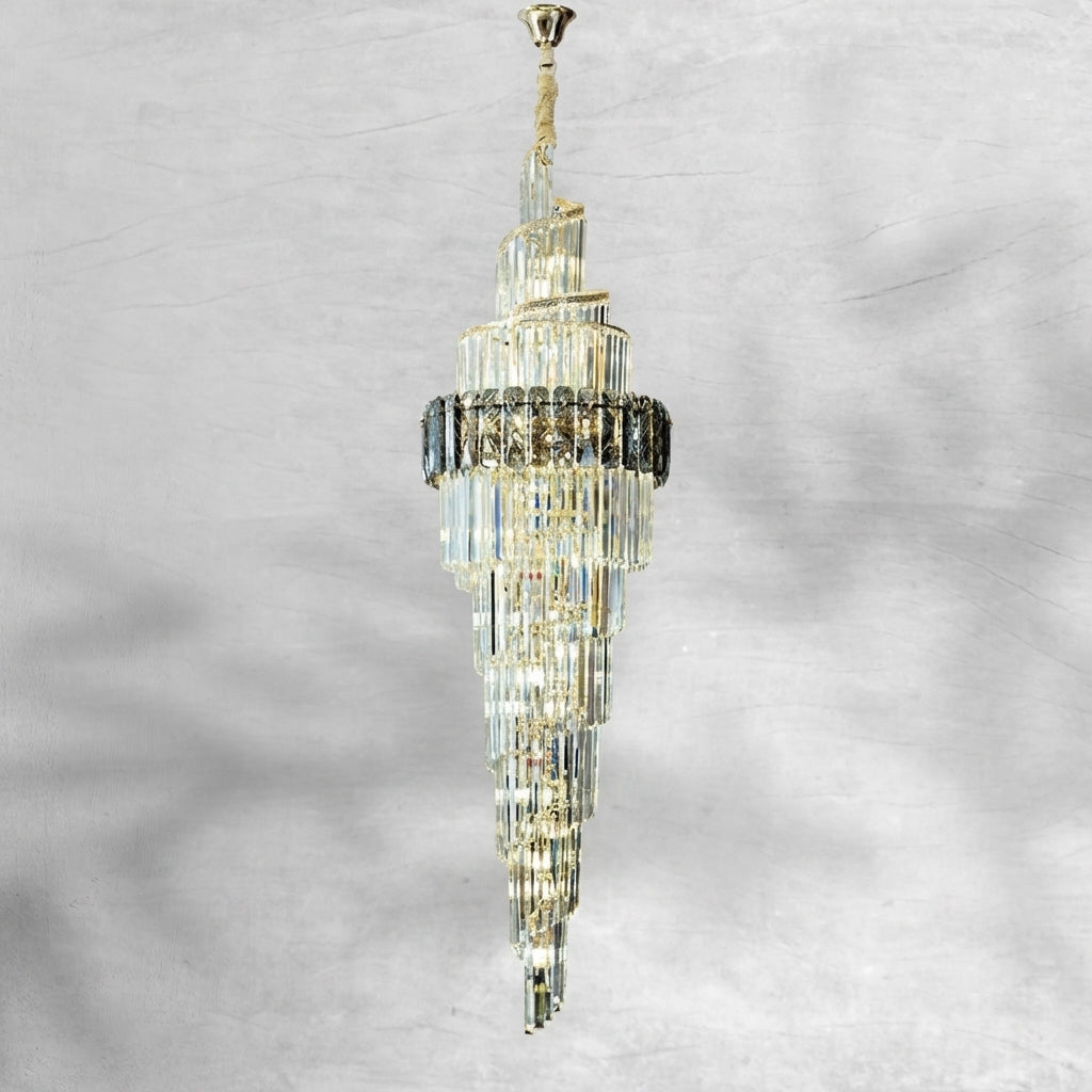 Luster Gaze Grand Spiral K9 Crystal Chandelier - Background Shot