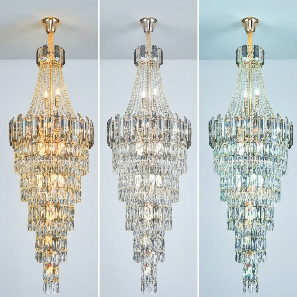 Luster Gaze Stylish Foyer Long Staircase Chandelier Large Crystal Ceiling Lighting Fixture For Living Room Decoration - Studio Shot