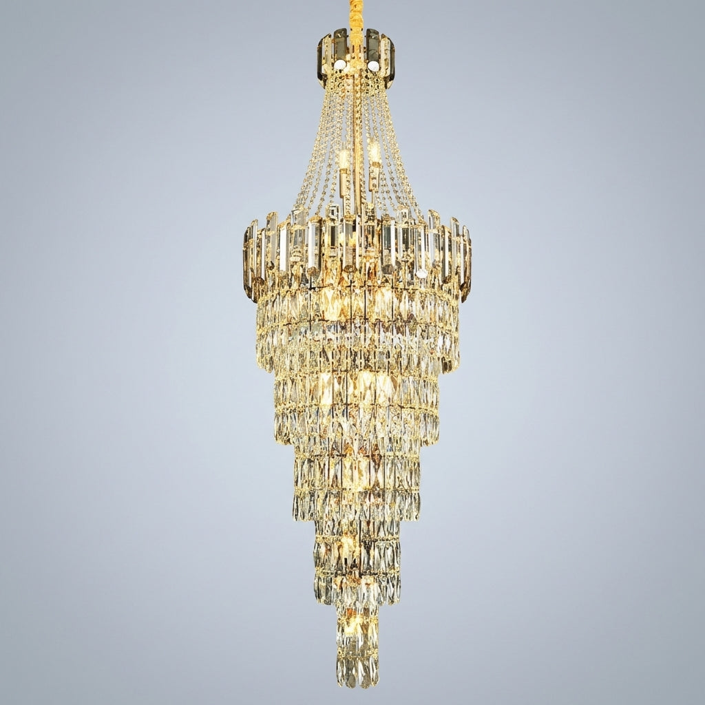 Luster Gaze Stylish Foyer Long Staircase Chandelier Large Crystal Ceiling Lighting Fixture For Living Room Decoration - Studio Shot