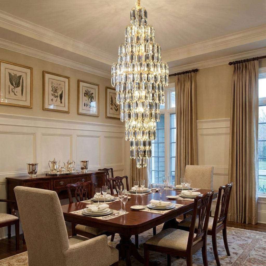 Luster Gaze Grand Lumina K9 Crystal Long Chandelier - American transitional dining room