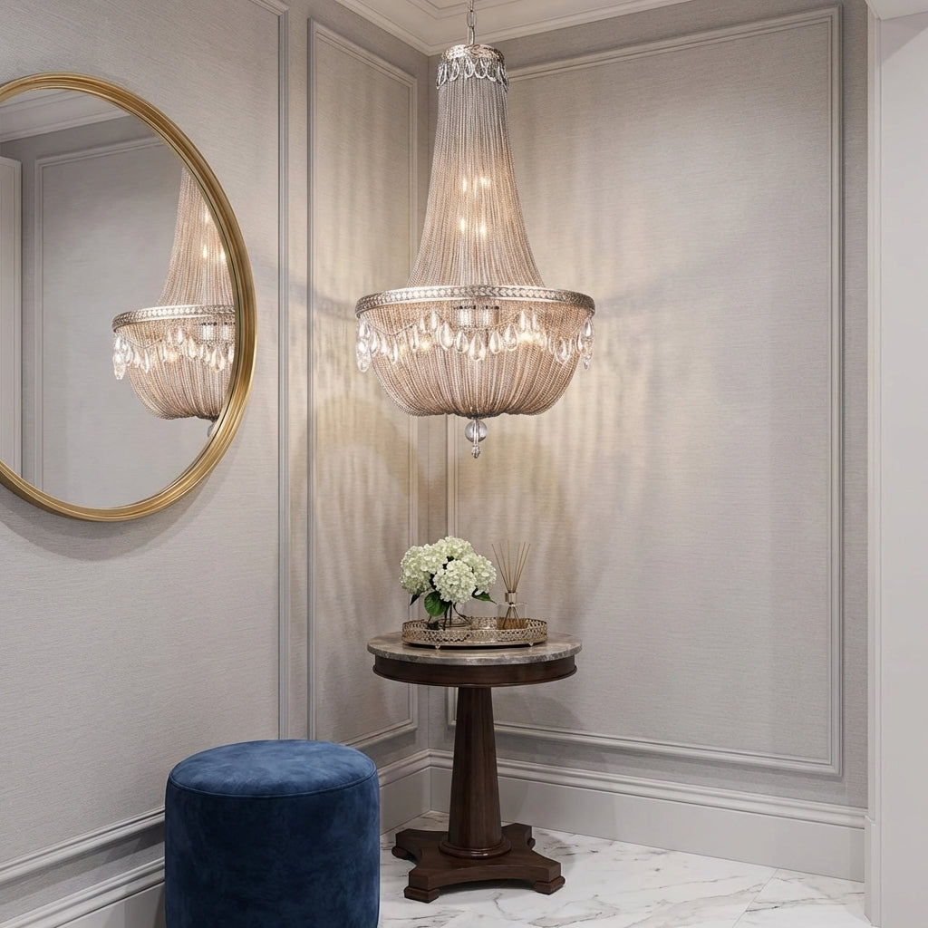 Luster Gaze Oversize Modern Metal Art Luxury Crystal Chandelier for Duplex Hall/Staircase/Villa/Foyer - Studio Shot