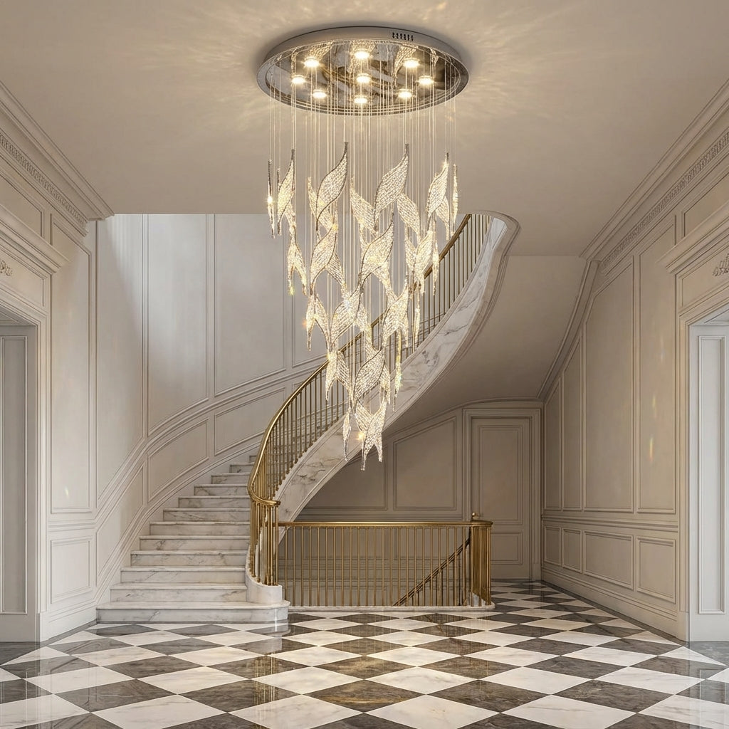 Luster Gaze Opulent Canopy Tiered Crystal Chandelier - Scene