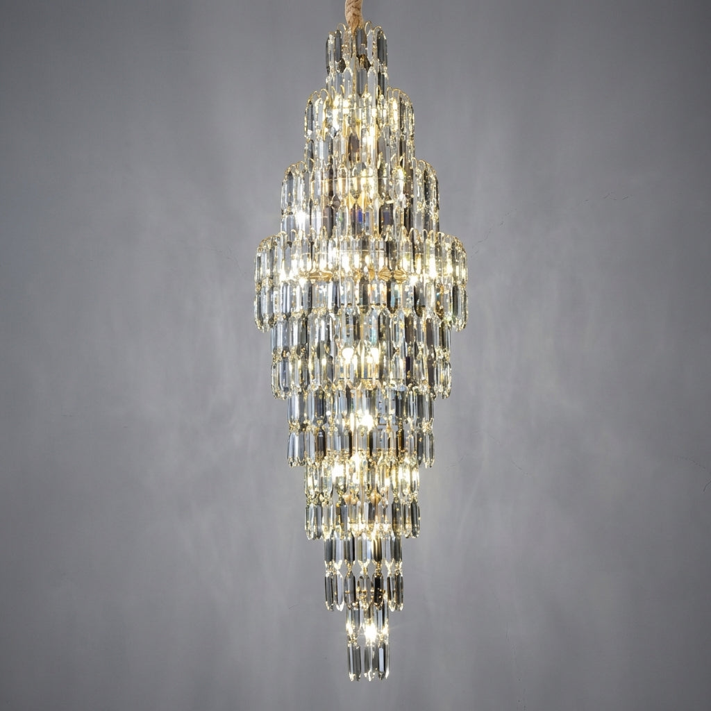 Luster Gaze Luxury Large Foyer Staircase K9 Crystal Chandelier Long Ceiling Lighting Fixture For Living Room Hall - Studio Shot