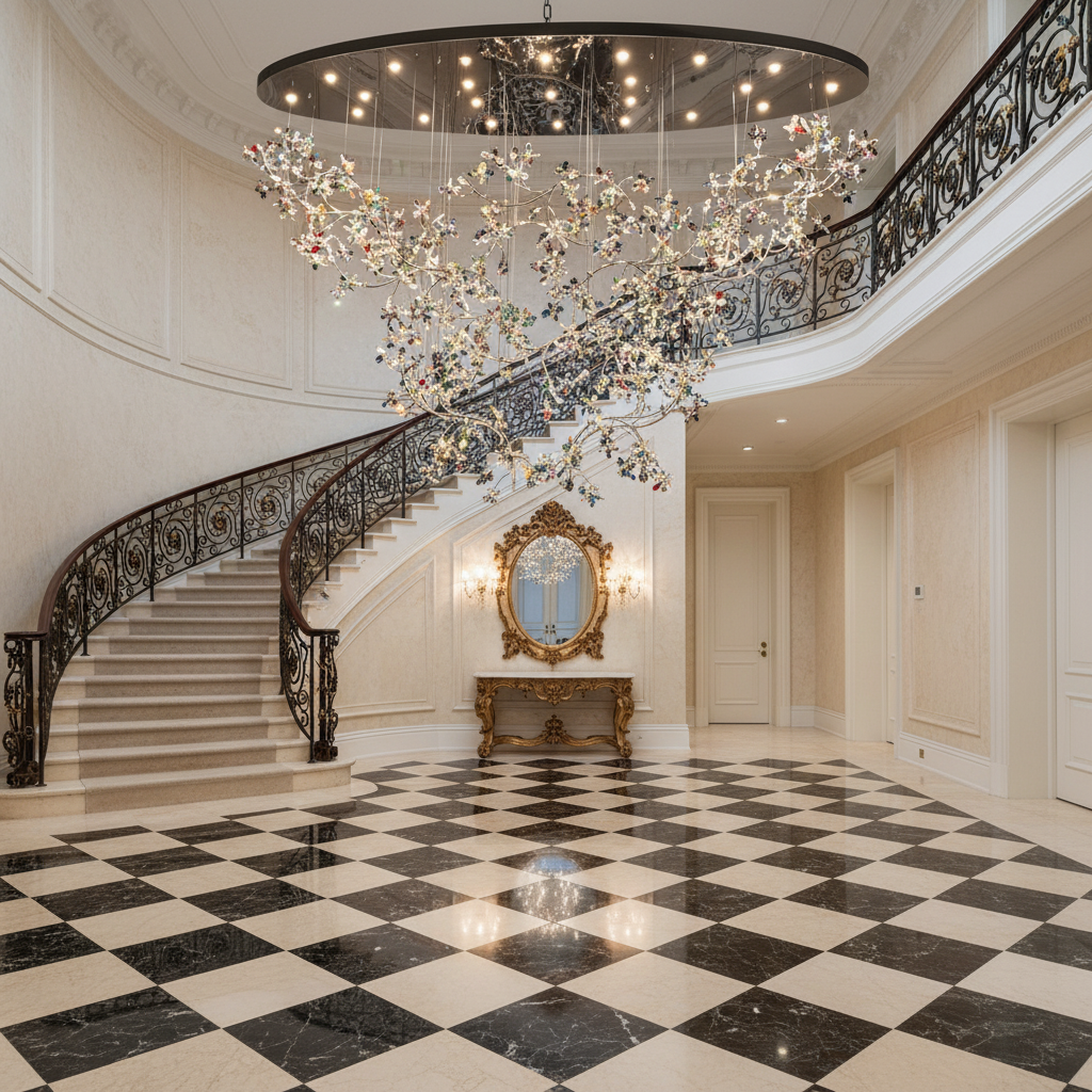 Luster Gaze Opulent Bloom Crystal Branch Chandelier - grand American estate foyer