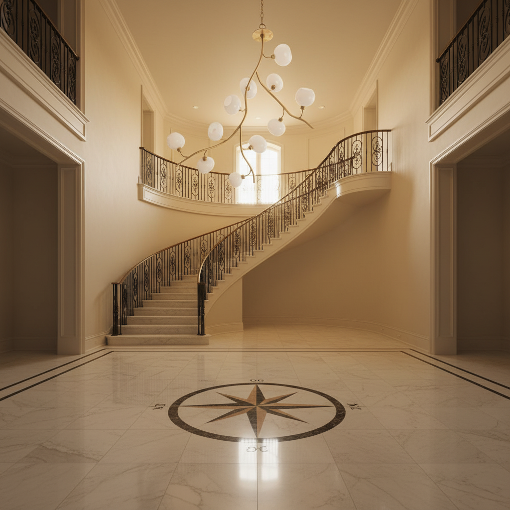Luster Gaze Modern Brass Branch Chandelier with Handcrafted Glass Globes - grand American foyer with two-story ceiling