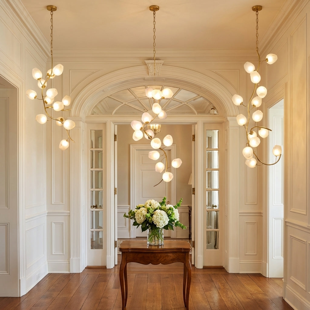 Luster Gaze Verdant Canopy Branch Chandelier - elegant American entryway with arched doorway