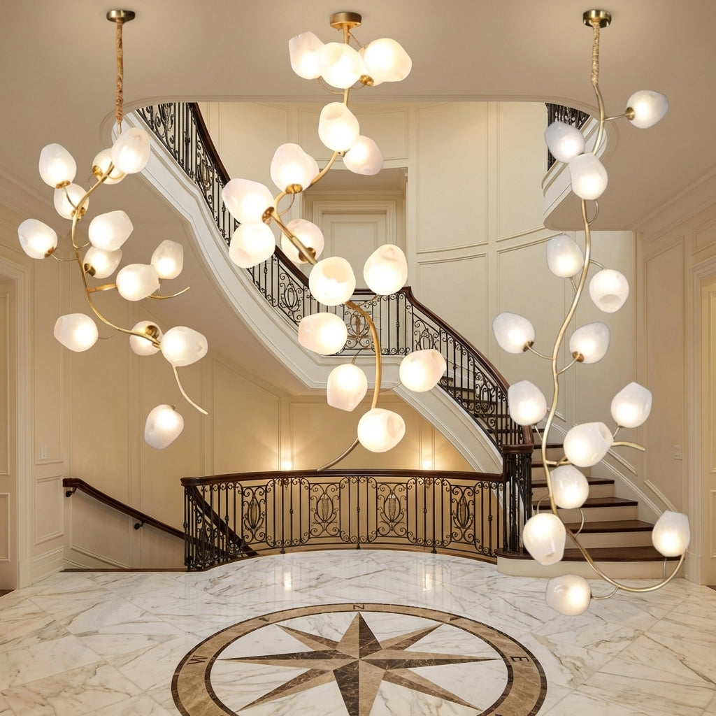 Luster Gaze Verdant Canopy Branch Chandelier - grand American foyer with two-story ceiling