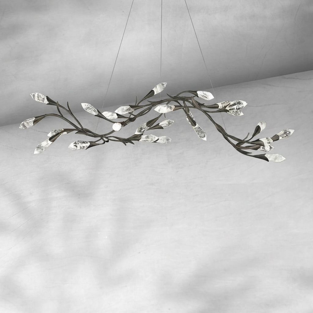 Luster Gaze Gilded Bloom Linear/Round Crystal Chandelier - Background Shot