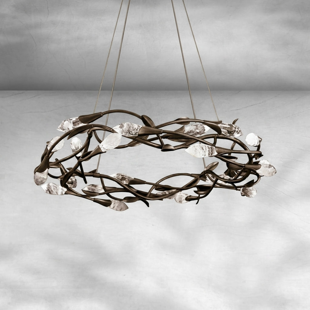 Luster Gaze Gilded Bloom Linear/Round Crystal Chandelier - Background Shot