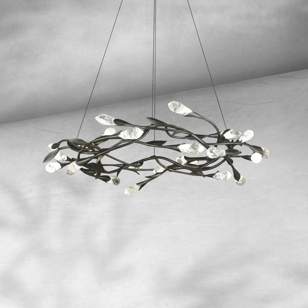 Luster Gaze Gilded Bloom Linear/Round Crystal Chandelier - Background Shot