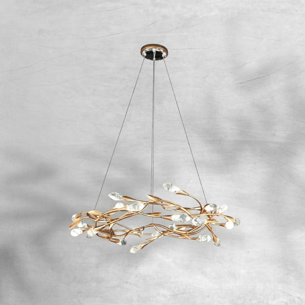 Luster Gaze Gilded Bloom Linear/Round Crystal Chandelier - Background Shot