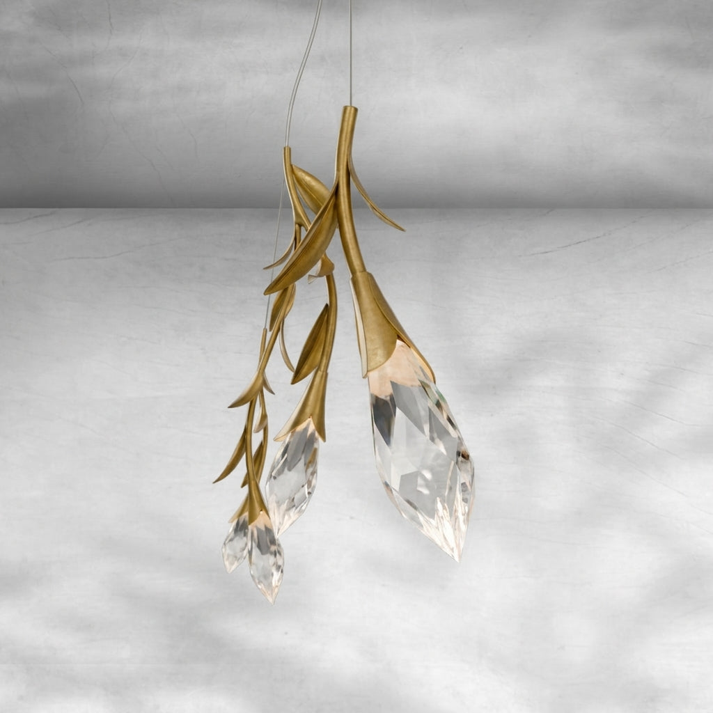 Luster Gaze Veridian Bloom Rectangular Crystal Chandelier - Background Shot