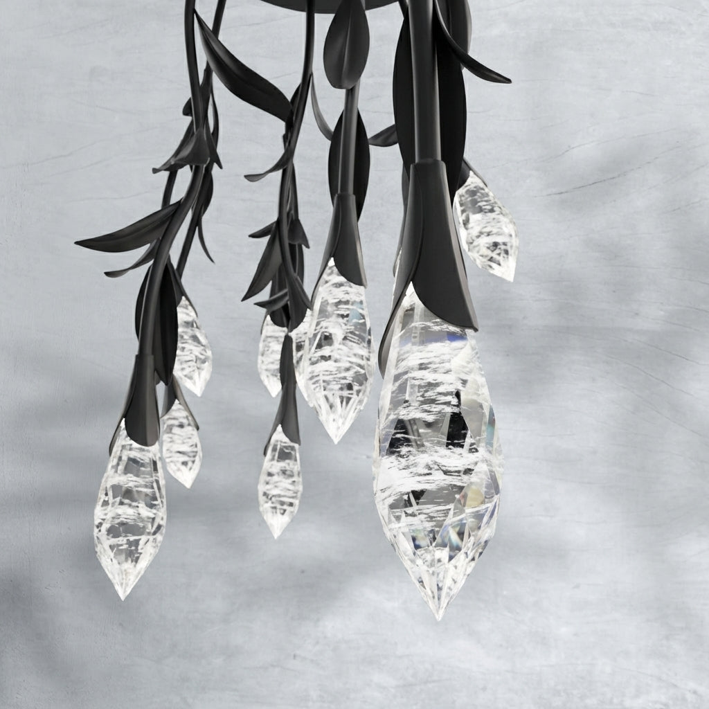 Luster Gaze Veridian Bloom Rectangular Crystal Chandelier - Background Shot