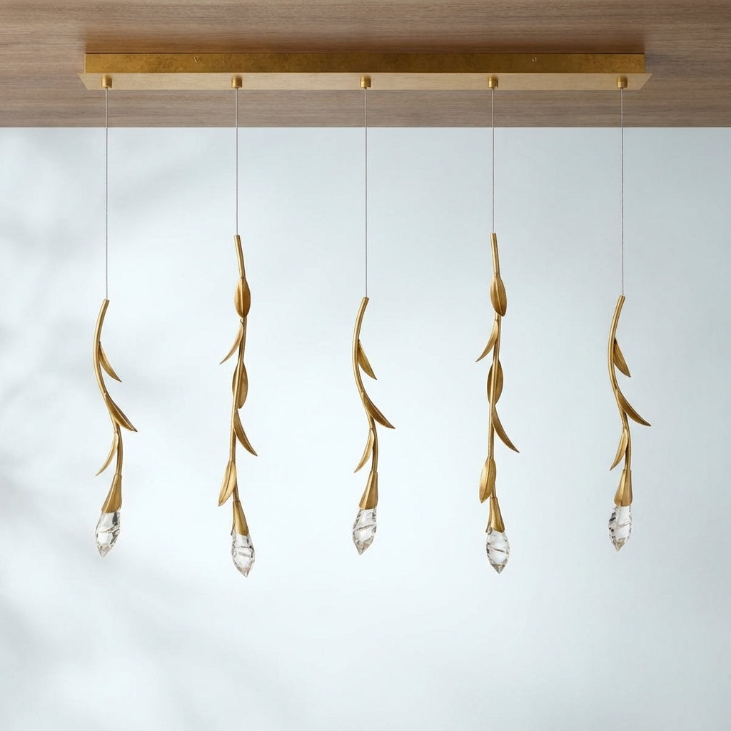 Luster Gaze Modern Luxury Floating Branches Floral Crystal Chandelier with Rectangular Canopy for High-ceiling - Studio Shot