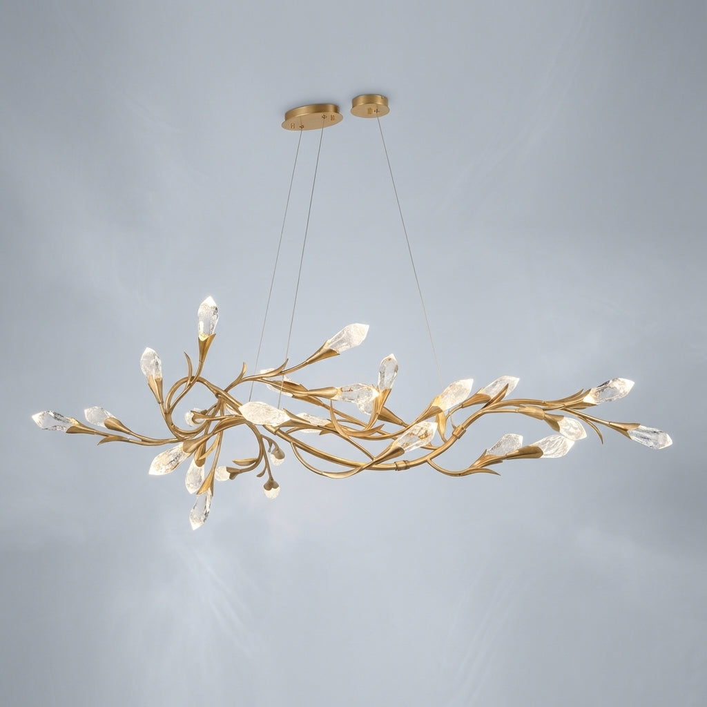 Luster Gaze Modern Linear/Round Floral Branches Crystal Chandelier - Studio Shot