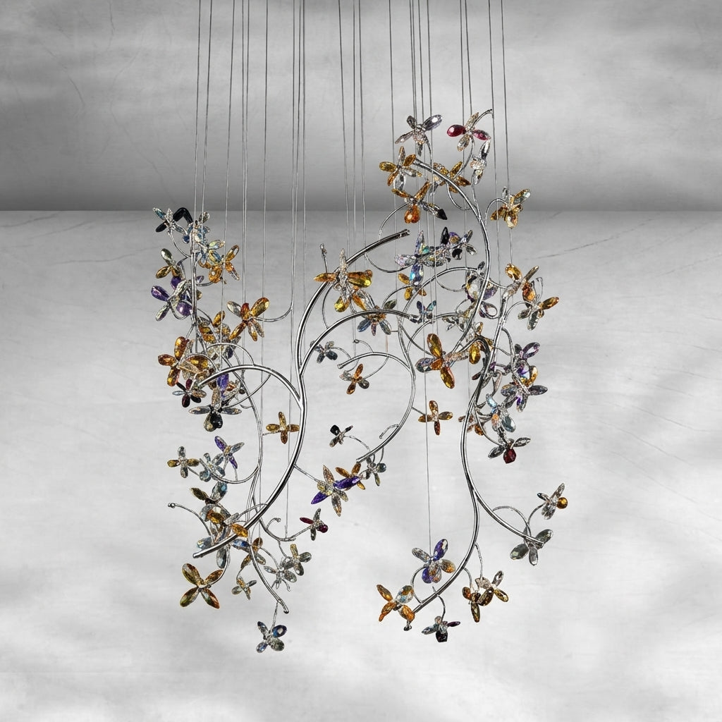 Luster Gaze Veridian Bloom Crystal Chandelier - Background Shot