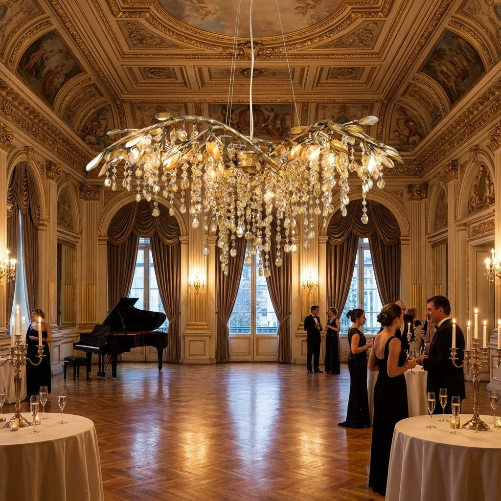 Luster Gaze Verdant Canopy Crystal Branch Chandelier - American ballroom or formal entertaining space