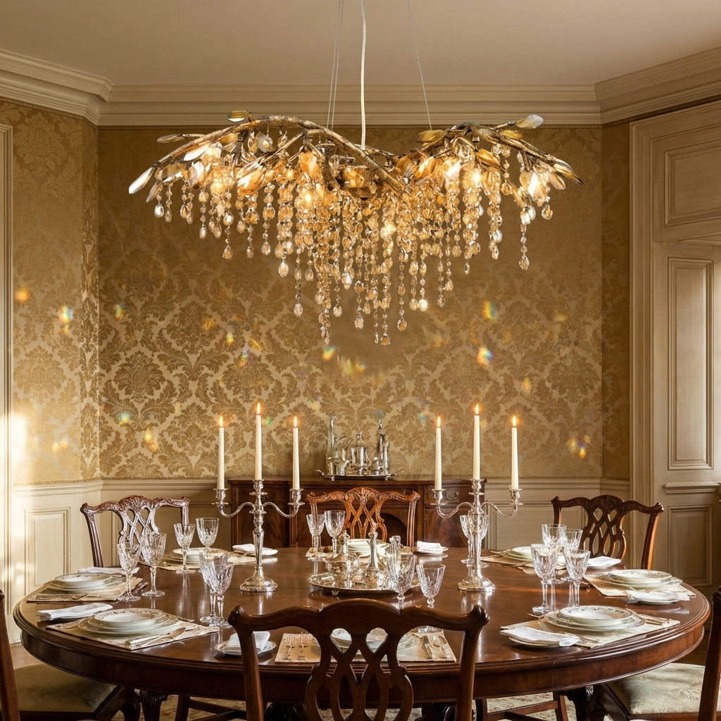 Luster Gaze Verdant Canopy Crystal Branch Chandelier - formal American dining room