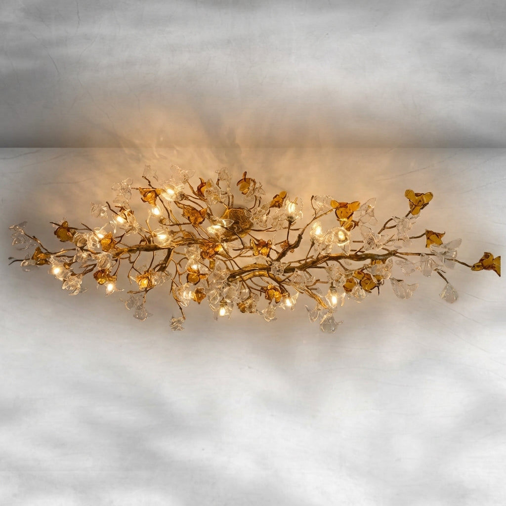 Luster Gaze Veridian Bloom Brass Branch Chandelier - Background Shot