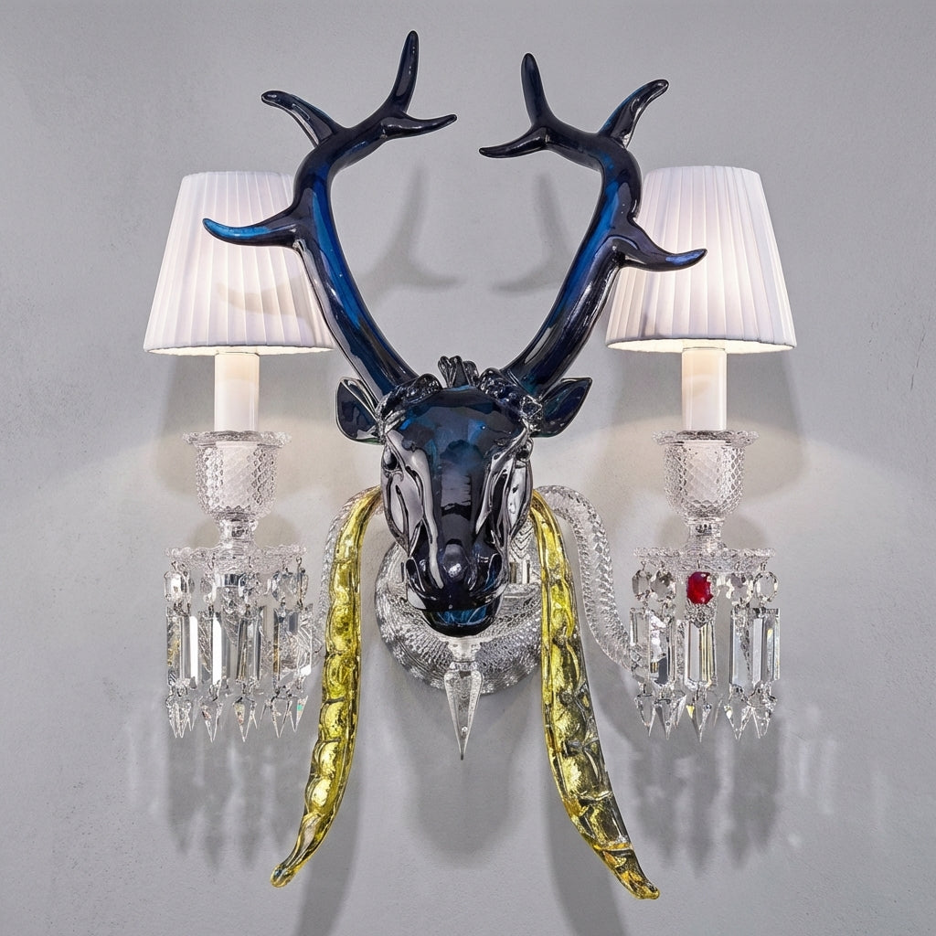 Luster Gaze Traditional Colorful Candle Branch Blue Deer Crystal Chandelier for Living Room/Dining Room - Studio Shot