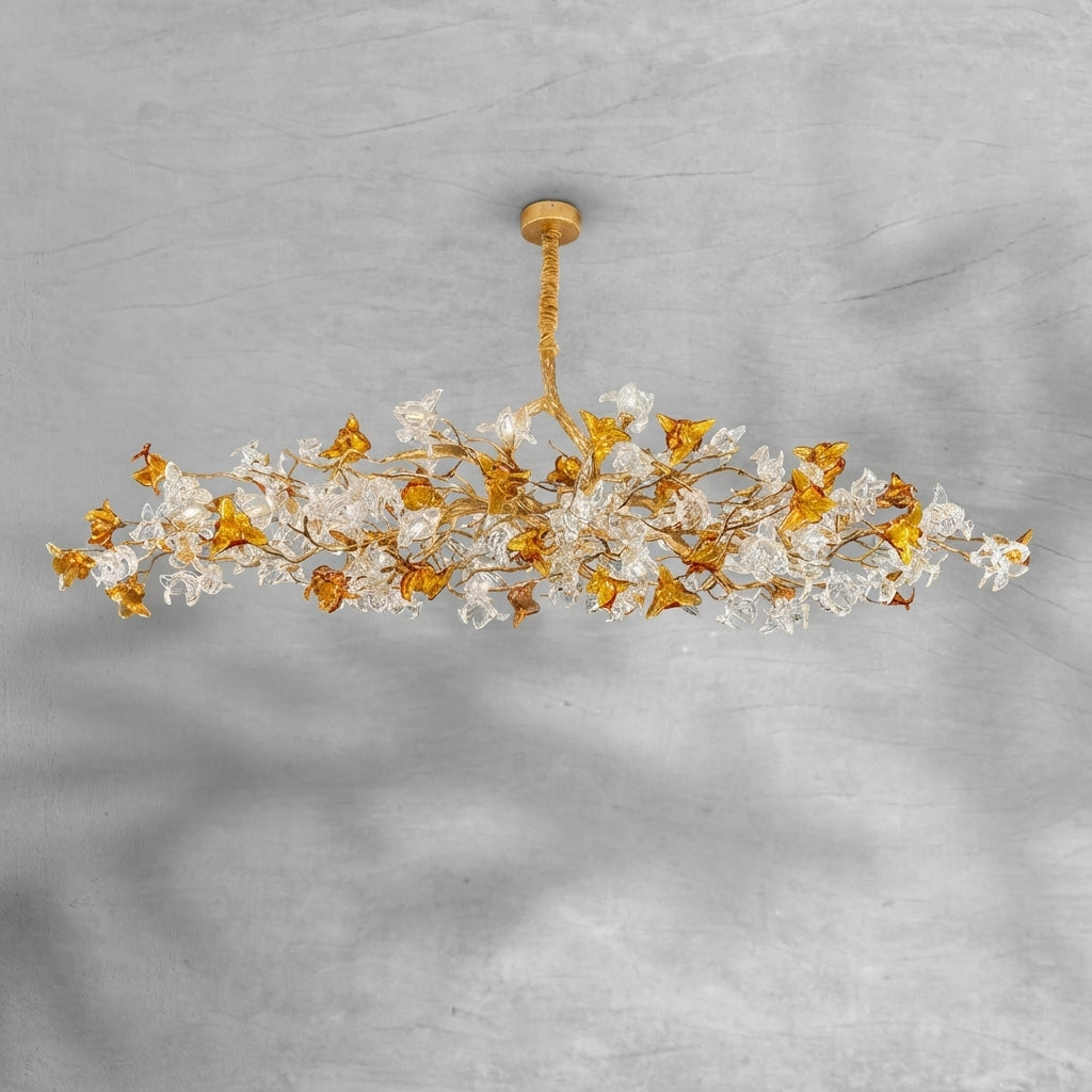Luster Gaze Veridian Bloom Brass Branch Chandelier - Background Shot