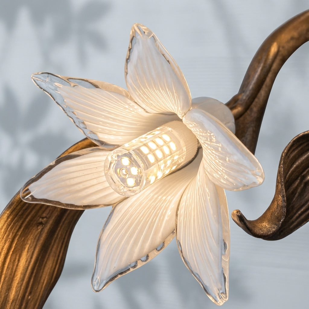 Luster Gaze Stylish Colored Glaze Flower Crystal Chandelier Brass Tree Branch Ceiling Light For Living Room Hotel Hal - Studio Shot