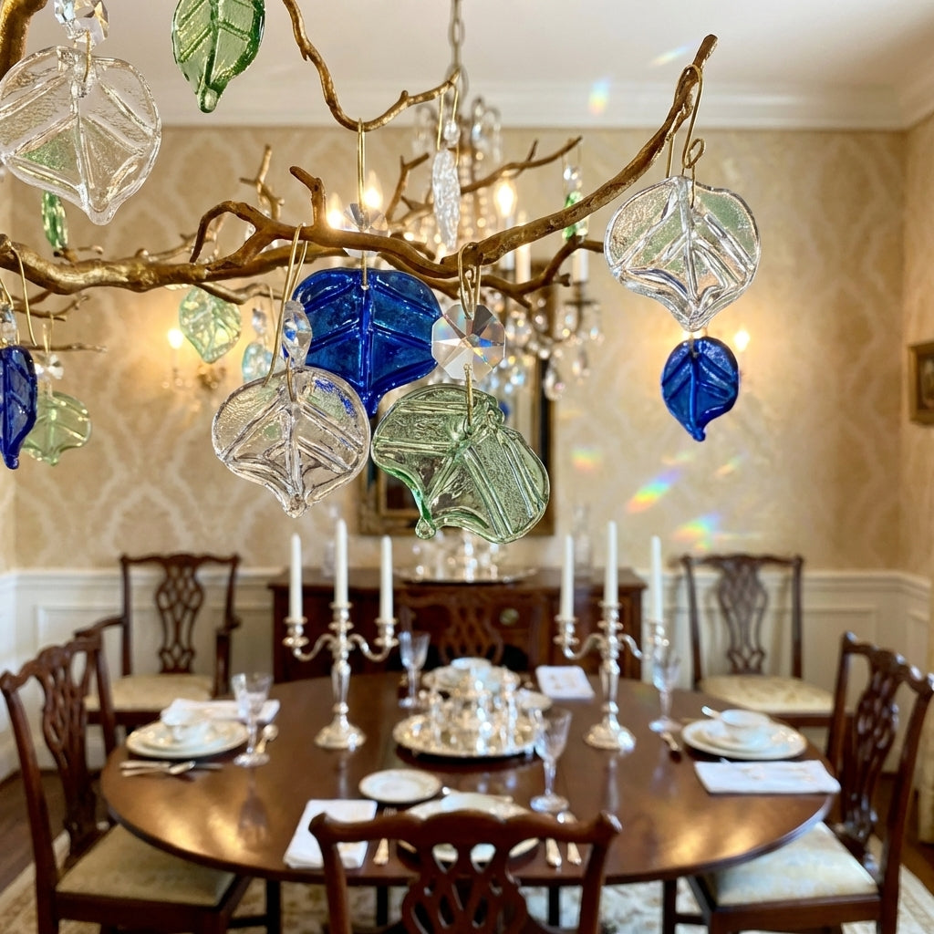 Luster Gaze Stylish Colored Glaze Flower Crystal Chandelier Brass Tree Branch Ceiling Light For Living Room Hotel Hal - Scene