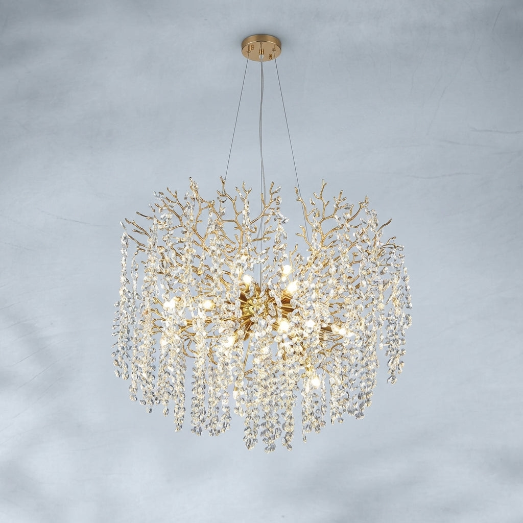 Luster Gaze Veridian Bloom Floral Crystal Chandelier - Background Shot