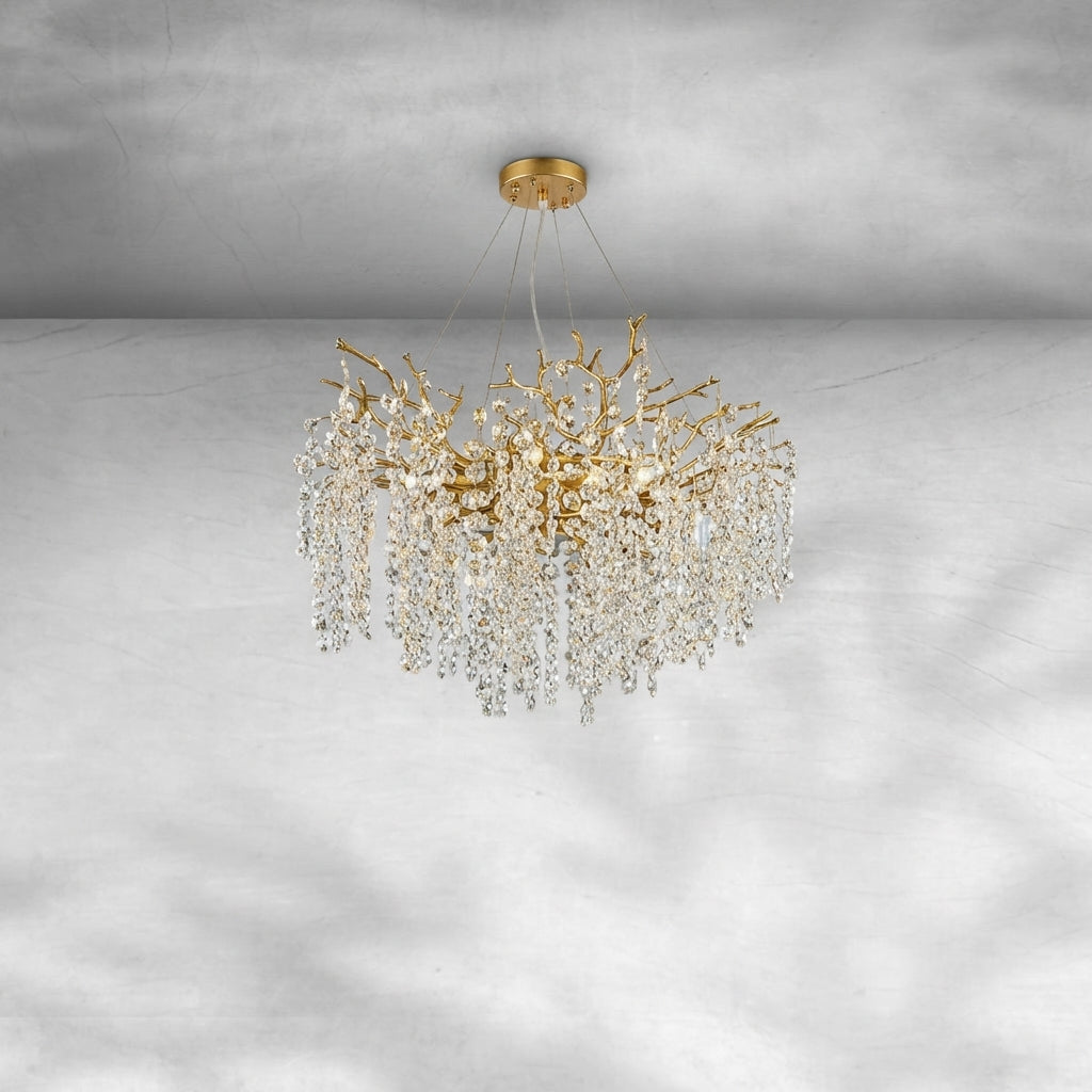 Luster Gaze Veridian Bloom Floral Crystal Chandelier - Background Shot