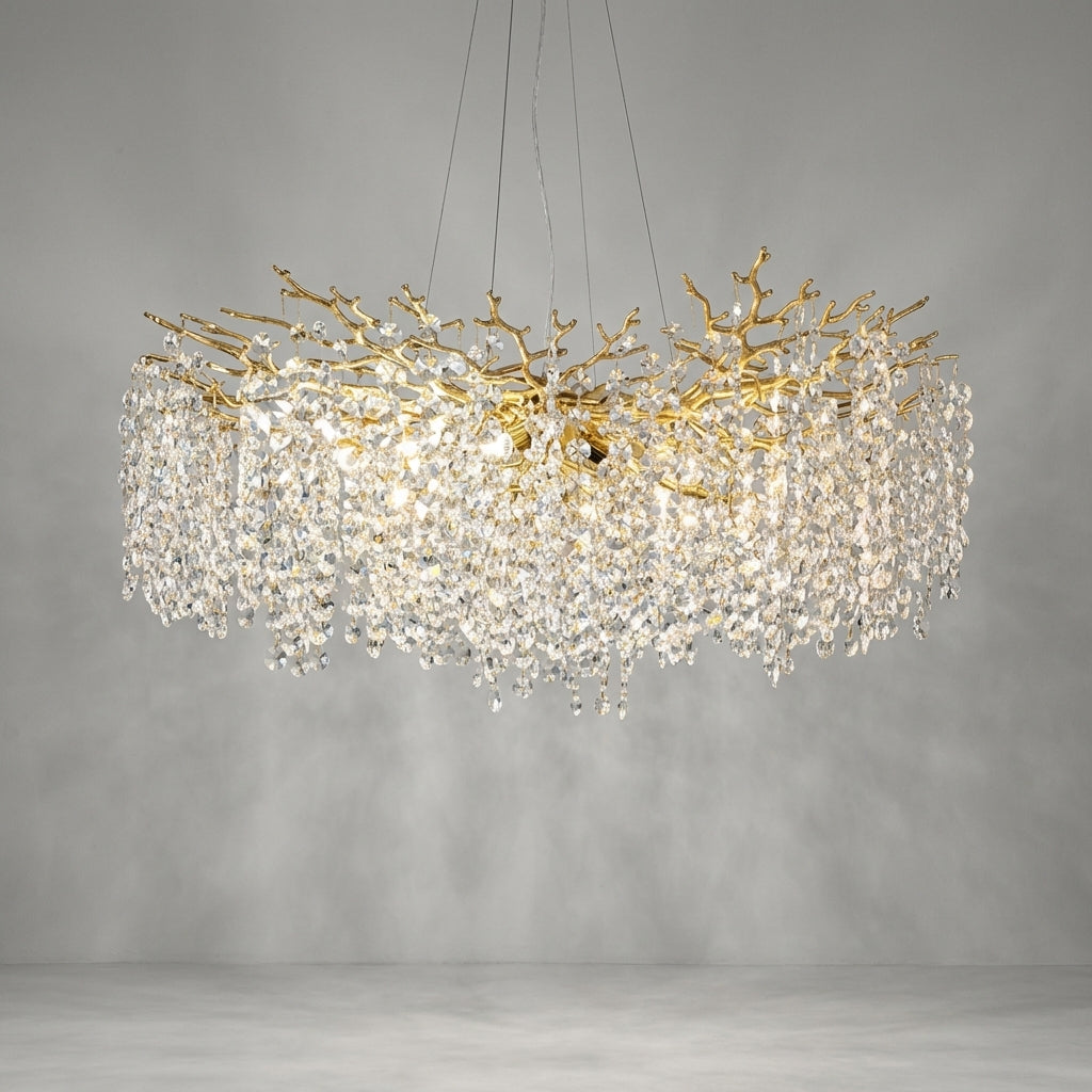 Luster Gaze Veridian Bloom Floral Crystal Chandelier - Studio Shot