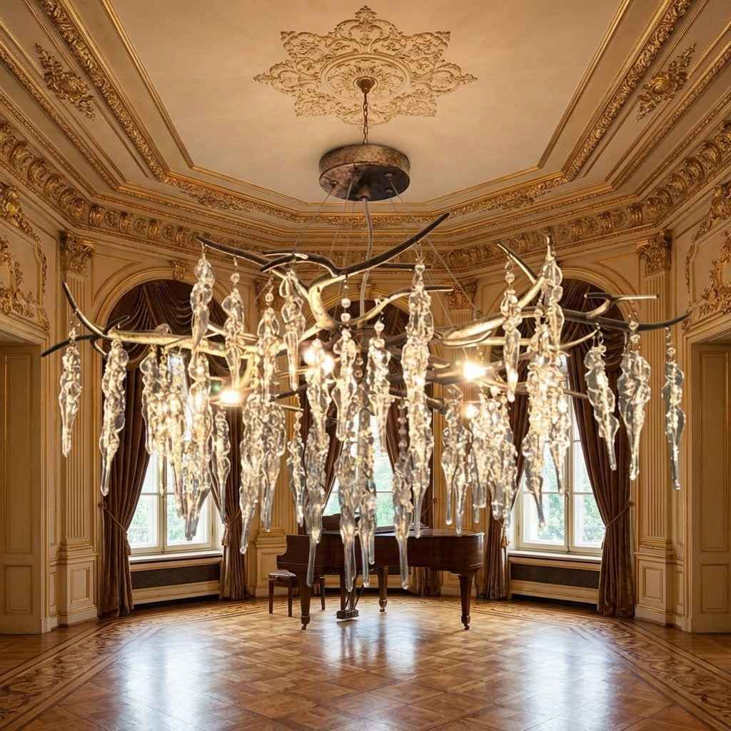 Luster Gaze New Light Luxury Crystal Geometric Chandelier for Living Room/Dining Room/Bedroom - American ballroom or formal entertaining space