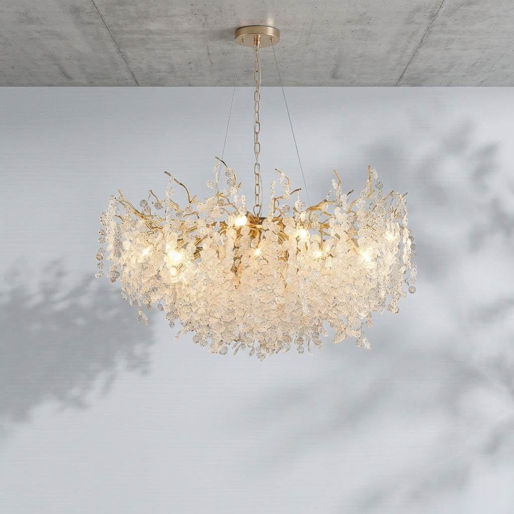 Luster Gaze Luxury Branches Crystal Frosted Glass Chandelier Set for Living and Dining Room - Studio Shot